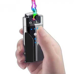 KY OEM Smoke Shop Metal Windproof Portable Dual Arc Smart Battery Charging Classic Usb Lighter Wholesale