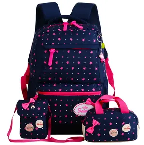 Girls Cute Backpacks for School 3pcs Lovely Star Printing Primary Student Bookbag Korean Sweet Waterproof School Bags Set