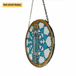 Ornement suspendu décoratif de Noël transfrontalier, figurine de sainte en verre peint, plaque gravée pour usage intérieur et extérieur - Product Image 4