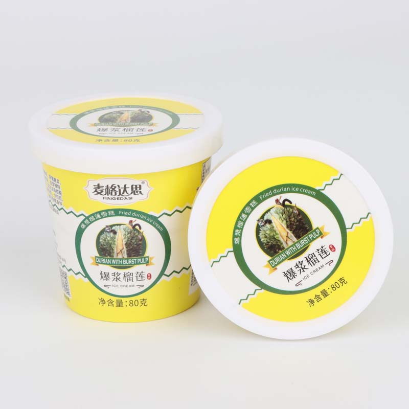 Custom Logo Plastic Ice Cream Yogurt Food Packaging Storage Box Containers Cup With Lid