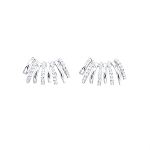 Boucles d'oreilles tendance plaquées or blanc avec cristaux de strass, design géométrique pour femmes, bijoux de fête, accessoire de mode - Product Image 1