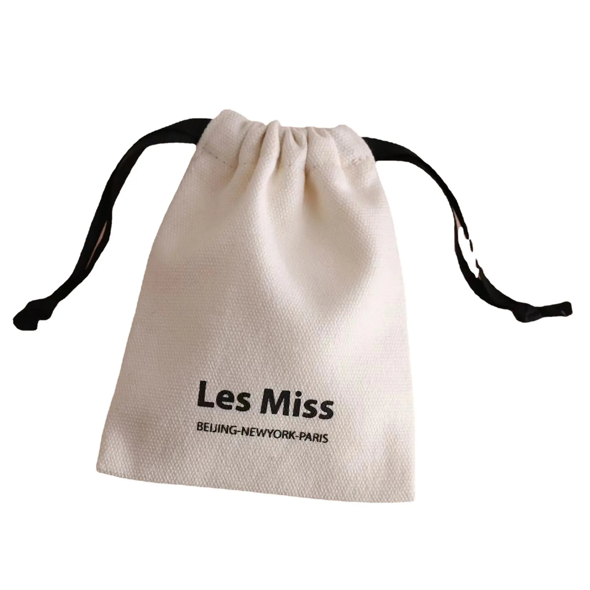 Customized Logo Canvas Cotton Soap Pouch Silk String Shoe Handbag Dust Gift Jewelry Drawstring Bag
