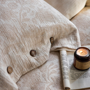 Parure <span class=keywords><strong>de</strong></span> lit en coton et <span class=keywords><strong>lin</strong></span>, housse <span class=keywords><strong>de</strong></span> couette jacquard florale vintage, taies d'oreiller à boutons, linge <span class=keywords><strong>de</strong></span> lit king size pour chambre à coucher, vente en gros - Product Image 3