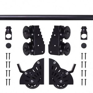 WEKIS Kit de Rieles de Acero y Aluminio Modernos, Juego Completo de Herrajes Deslizantes para Puertas Correderas de Granero, para Edificios de Oficinas, Incluye Soportes, 300 Lbs - Product Image 2