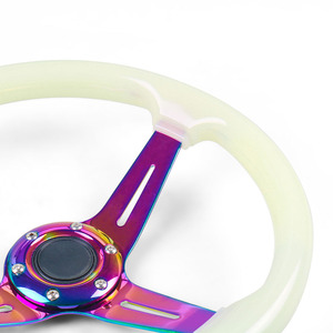 Volante de Carreras Acrílico de 345 mm con Diseño Deportivo Luminoso y Costuras Rojas, Incluye Botón de Bocina - Product Image 4