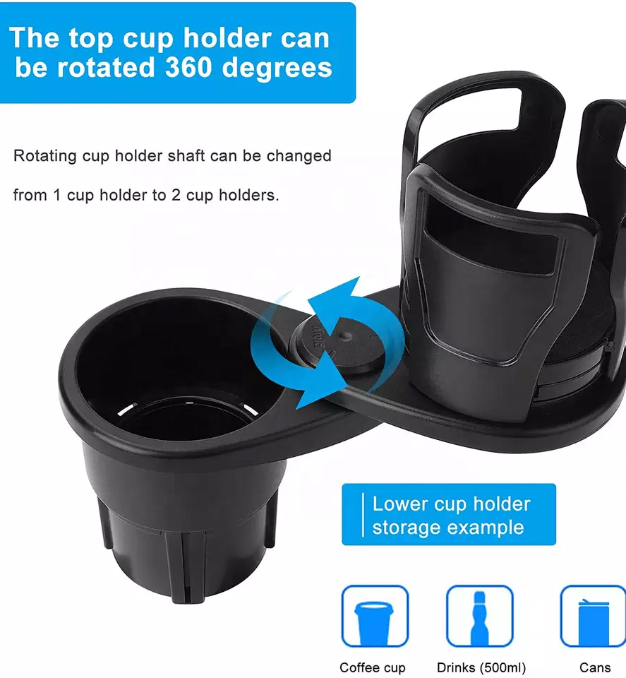 2-in-1 Universal Car Cup Holder Expander Adapter | 360° Rotating Base | GreatYuanTong