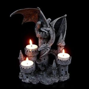 Decorazione di Halloween esplosioni transfrontaliere castello di drago statue in resina artigianato atmosfera candelabro ornamenti souvenir - Product Image 1