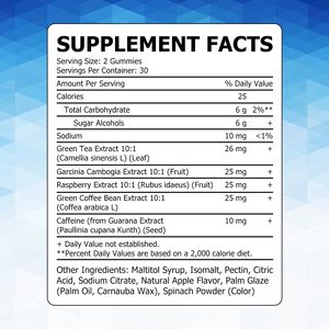 Natual Frutis Fat Burner Gummies Rich Green Tea Extract Support Energy and Weight Loss for Women <b>Supplement</b> - Product Image 2