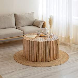 Juego de muebles de sala de estar de mesa de centro de estilo de granja Natural convertible DB para decoración de interiores - Product Image 1