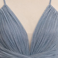 Robe de soirée personnalisée en gros à sequins, bretelles spaghetti, col en V profond, drapée, fente haute, fabricant