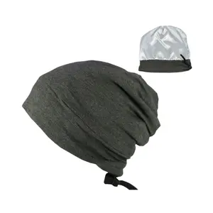 灰色搭配颜色缎面衬里丝绸喜欢帽子批发定制设计16种颜色库存睡眠帽子制造