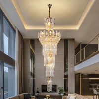 Nouveau style de lustre suspendu pour hall d'hôtel, grande villa, duplex, escalier en colimaçon, salon, en cristal doré, de luxe