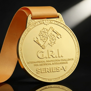 Medaglia premio personalizzata OEM in lega di zinco pressofusa a rilievo, lucida, color <span class=keywords><strong>oro</strong></span>, per competizioni tecnologiche ed eventi aziendali di innovazione - Product Image 4