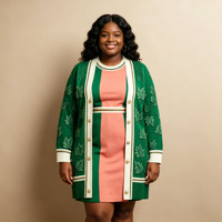 Ensemble deux pièces OEM pour femme : Robe en maille élégante et cardigan brodé court sur mesure