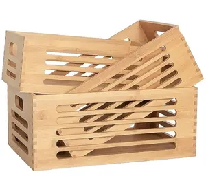 3 шт., ящики для хранения одежды из натурального бамбука с ручками