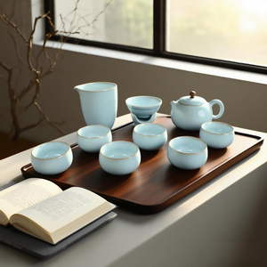 Vendita calda Ru forno Set <span class=keywords><strong>da</strong></span> tè-Xishi Pot, porcellana cinese tazza di tè con teiera e tazze, Celadon blu cinese gongfu servizio <span class=keywords><strong>da</strong></span> tè - Product Image 1