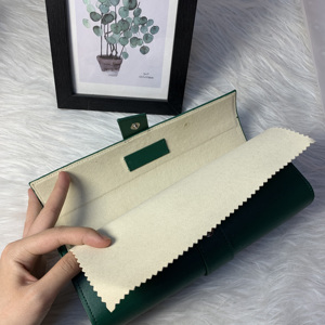 Leather <b>Watch</b> Roll for Travel Handmade Men's <b>Watch</b> <b>Case</b> with Green Embossed Custom Logo Service for Promotional Gifts - Product Image 3