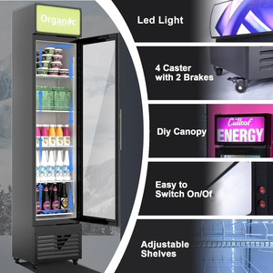 Enfriador Comercial con Puerta de Vidrio Alta y Delgada, 6 Pies Cúbicos, Luz LED, Estantes Ajustables, ETL, 15.4'' de Ancho - Product Image 1