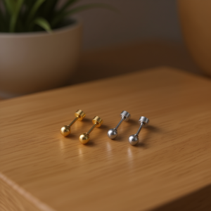 Boucles d'oreilles clous en acier Zi, plaqué or, classiques, unisexes, bijoux de mode - Product Image 2