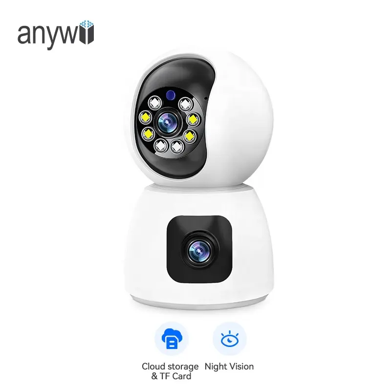 Anywii P100A nouveauté bébé moniteur caméra avec audio bidirectionnel sans fil double lentilles caméra cctv intérieur détection humaine Ip Camer