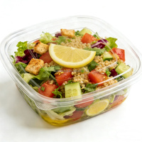 Boîte à salade transparente en PET - Contenant alimentaire jetable anti-buée pour la restauration avec impression de logo