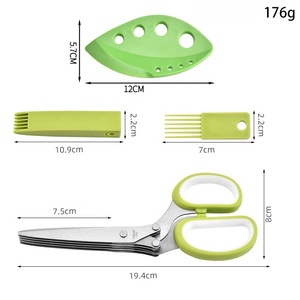 <span class=keywords><strong>Ciseaux</strong></span> à herbes de <span class=keywords><strong>cuisine</strong></span> efficaces <span class=keywords><strong>Ciseaux</strong></span> à oignons verts à cinq couches en acier inoxydable avec couvercle de sécurité <span class=keywords><strong>pour</strong></span> piment persil légumes - Product Image 6