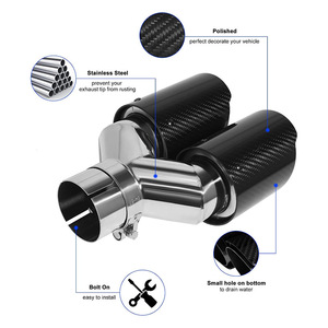 Terminale di <span class=keywords><strong>Scarico</strong></span> Universale a Y in Fibra di Carbonio con Doppia Uscita Blu Bruciato per Accessori Modifica Auto - Product Image 2