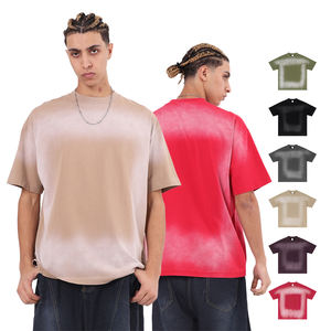 Camiseta Vintage de Algodón 100% Pesado para Hombre, Lavado Monkey, Manga Corta, 285GSM, Cuello Redondo, Holgada, Lisa - Product Image 1