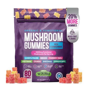 Kustom Label pribadi OEM Raspberry jamur Gummies jamur Gummies ekstrak Jamur Vegan Gummies