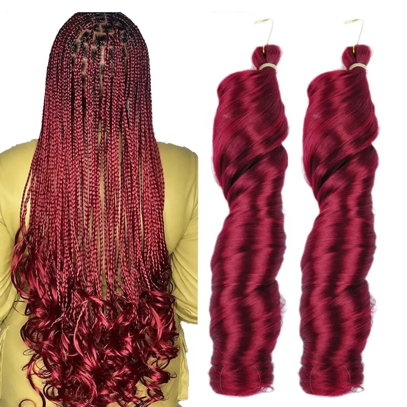 Riccioli francesi morbidi capelli intrecciati Ombre ondulati treccia all'uncinetto Yaki Pony Style onda sciolta spirale setosa capelli intrecciati ricci