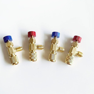 Air Conditioning Refrigerant Safety Valve R22 R410 1/4 In Threaded <b>Copper</b> With Red <b>Knob</b> For HVAC Use - Product Image 3