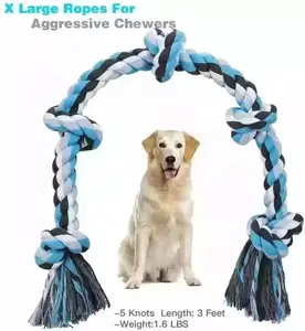 Giocattoli di corda per cani per masticatori aggressivi 5 nodi rimorchiatori per cani da guerra giocattoli per cani di media taglia indistruttibili