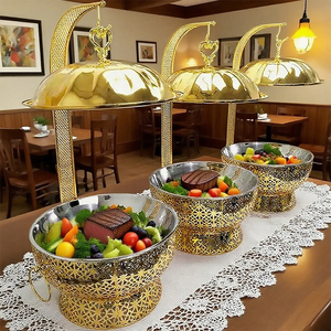 Set di Chafing Dish Decorativo da 8L, Nuovo Design per Ristoranti, Scaldavivande Sospeso per Buffet, Elegante in Bianco e Nero - Product Image 3