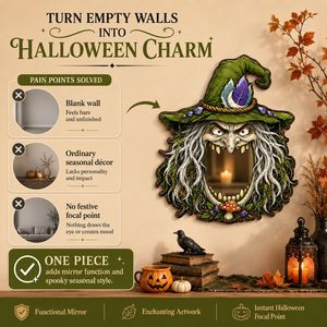 <span class=keywords><strong>Miroir</strong></span> en bois sorcière Halloween 2026, best-seller - Décoration murale gothique vintage sombre pour toile de fond de fête et accent décoratif pour la <span class=keywords><strong>maison</strong></span> - Product Image 2