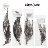 Plume de coq Grizzly Saddle Hackle, matériau pour la fabrication de mouches pour nymphes jig, Woolly Bugger, streamers et mouches pour brochet