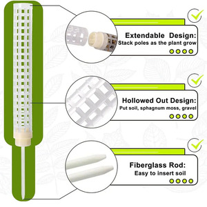 Palo de musgo de plástico caliente palo de tótem de musgo de coco para estacas de plantas soportes trepadoras plantas de interior poste de musgo enredaderas transparentes - Product Image 4