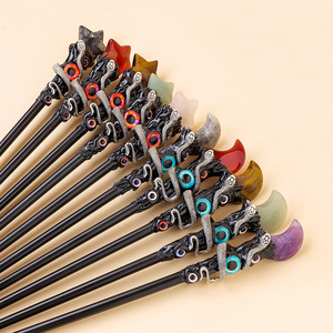 Cristal naturel étoile lune baguette bricolage créatif mauvais œil sorcière magique bâton accessoire ornement - Product Image 3