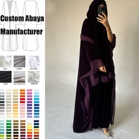 Ensemble Abaya et Hijab 2 Pièces en Velours Personnalisé Hiver Papillon avec Bordure en Mousseline – Abaya de Luxe Modeste pour Femmes Musulmanes – Vente en Gros Islamique