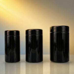 100ml 150ml 250ml Glass Black Uv Round Cosmetic Violet Glass Jar Refillable Container With Black Lid - Product Image 1