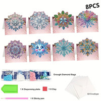 Ensemble de 8 cartes de vœux à peindre au diamant DIY, motifs de Noël, cartes artisanales en diamant pour anniversaire, Thanksgiving et fêtes
