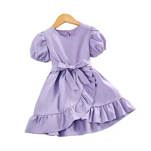 2023 गर्म बिक्री बच्चे को कपड़े स्कर्ट क्रमबद्ध आस्तीन peplum राजकुमारी पोशाक