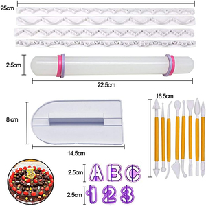 114pcs Kit de décoration de gâteau avec emporte-pièces Fondant, rouleau à pâtisserie et lisseur-Plastique sans BPA pour fleurs, <span class=keywords><strong>outil</strong></span> de modélisation d'animaux - Product Image 4
