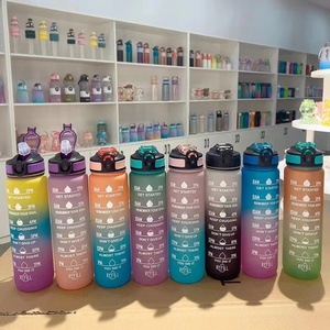 Graduale cambio di colore spazio scala all'aperto grande capacità sport cross-border fitness portatile gradiente bottiglia d'acqua motivazionale - Product Image 1