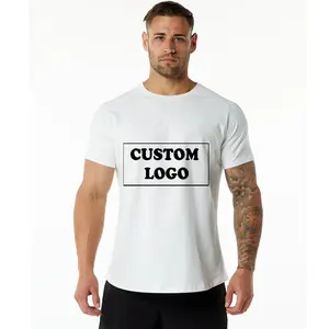 उच्च गुणवत्ता खाली कपास खेल टी शर्ट मुद्रित लोगो स्लिम फिट टी शर्ट कस्टम पुरुषों टी शर्ट
