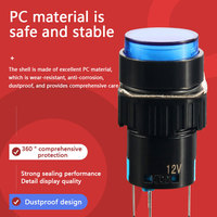 LA16 16E Interrupteur à bouton poussoir rond 16mm à réinitialisation autobloquante vert rouge LED 24V/220V 5Pin 3Pin Power Micro Switch