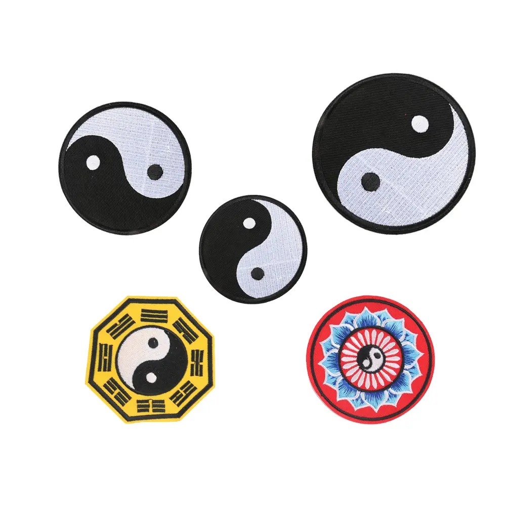 Neuankömmling im chinesischen Stil rund Tai Chi Ying Yang Design Eisen auf gestickten Patches für Judo Taekwondo Kleidungs stück