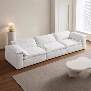 Divano Componibile Angolare Modulare a Sezioni Senza Struttura Effetto Nuvola in Spugna ad Alta Densità Compressa Sottovuoto, Colore Bianco Crema, Vendita all'Ingrosso - Product Image 2