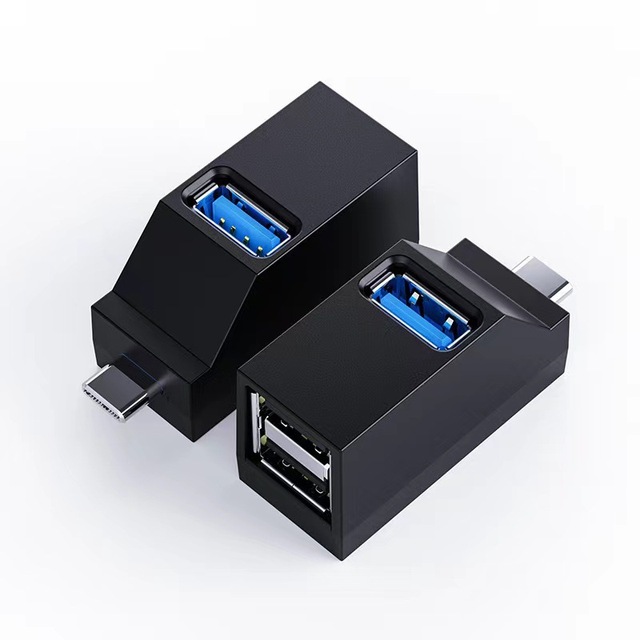 USB3.0 +USB2.0High-speed Transmission Aluminium Alloy 3-Port Direct Plug Splitter Expander Mini Portable Docking Station