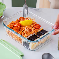 Contenants de préparation des repas en verre borosilicate de haute qualité avec couvercles étanches, boîte à lunch en verre empilable pour le bureau, l'école et la maison