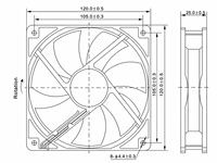 Ventilateur axial EC 220V 120x120x25mm pour système de ventilation d'unité de traitement d'air (UTA) HVAC, ventilateur EC sans balais à économie d'énergie